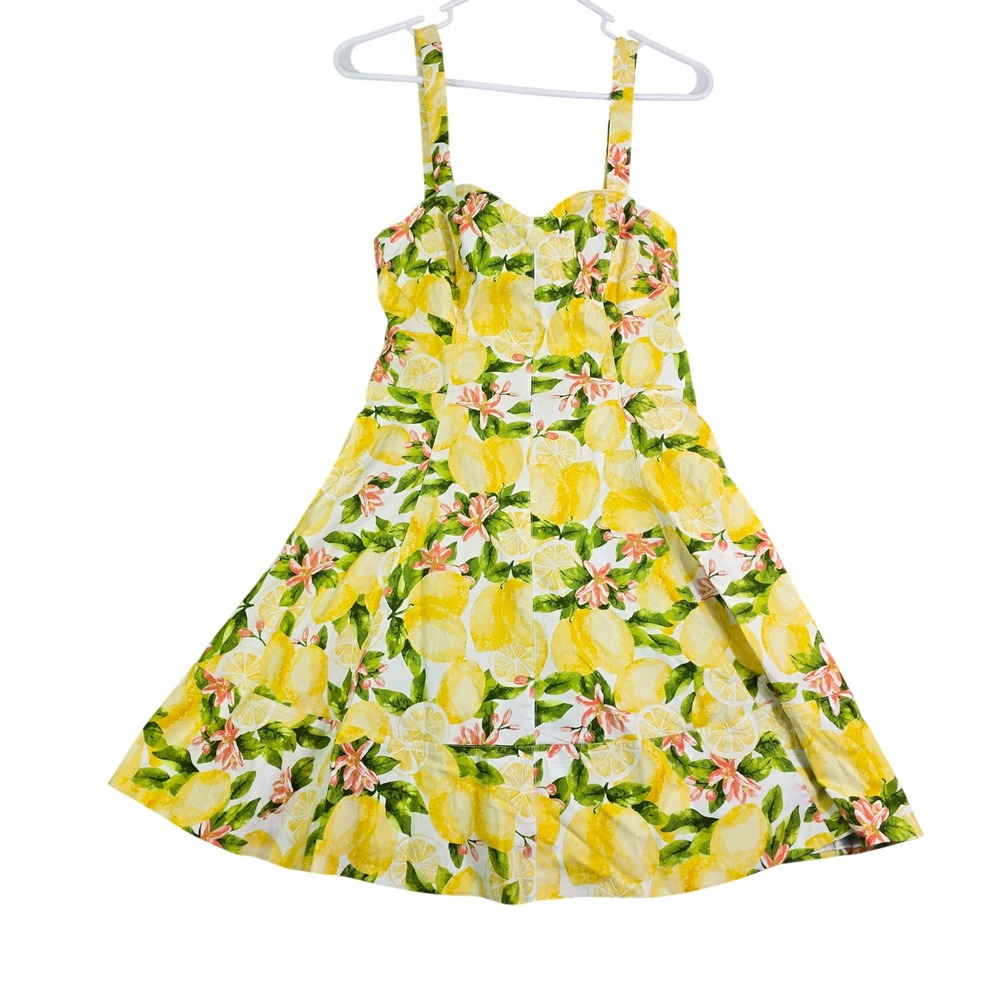 Avec Les Filles Lemon Floral Mini Dress Womens 4 Yellow Skater Corset Sweetheart